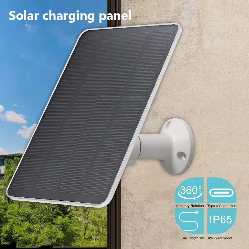 3W 6V Solar Panel Type-C Solar Panels Outdoor Solar Cells Chargerfor Security Camera/Doorbell/Small Electronic Devices