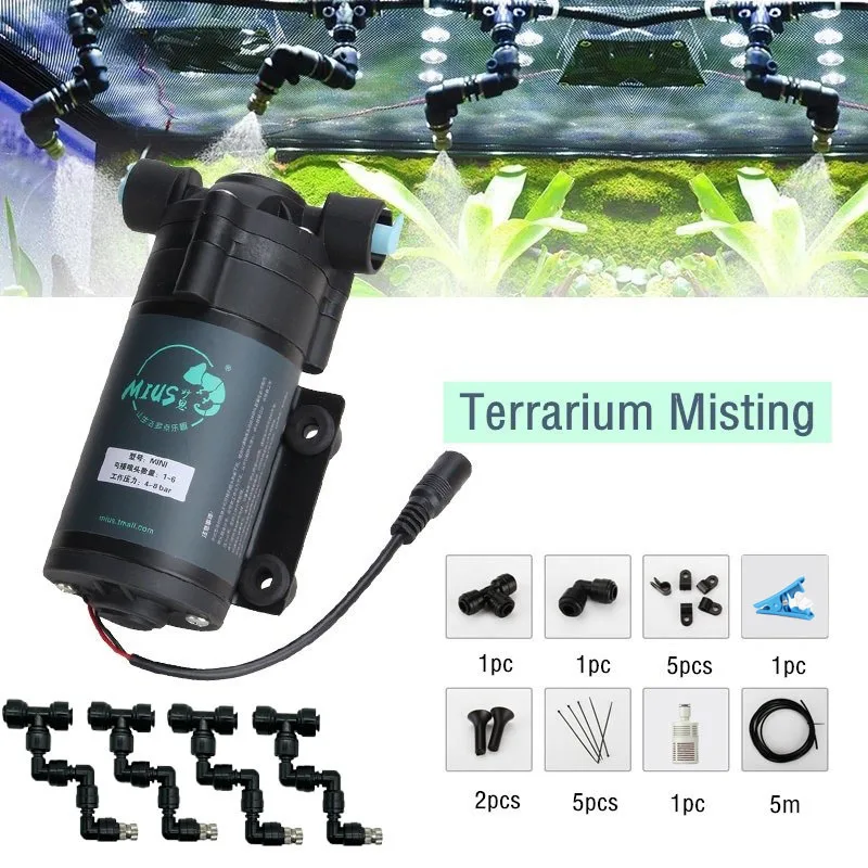 

Reptile Rainforest Misting Spray System Greenhouse Humidification Cooling Nebulizer Irrigation Tools Terrarium Spraying Device