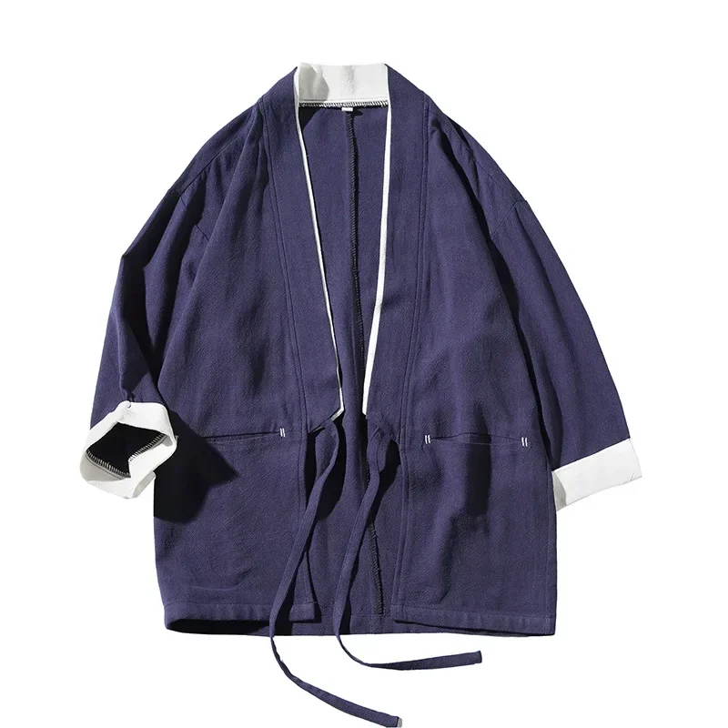 Plus Size Men Cardigan Japanese Kimono Kimono Jacket Mens Shirt Yukata Haori Casual Coat Japanese Kimono Japanese Kimono Cardigan
