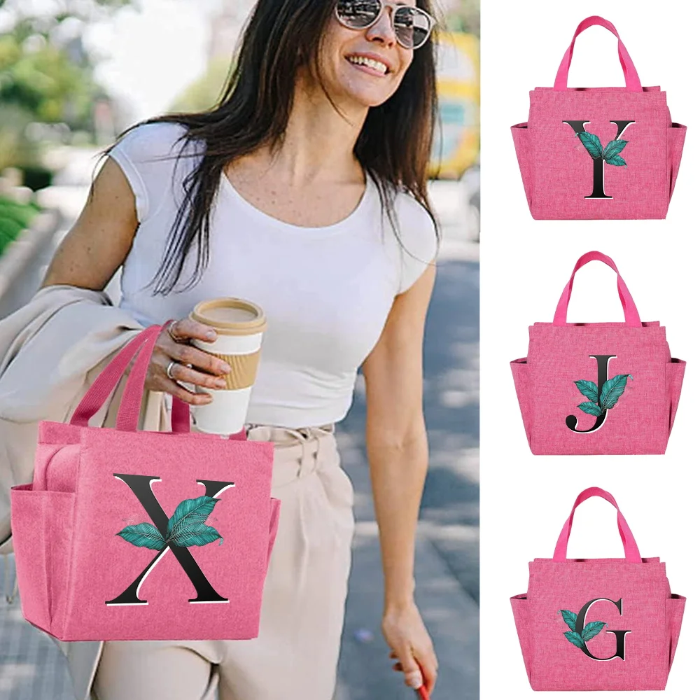

Lunch Bag Kids BIG Capacity Printing Leaf Series Insulation Cute Pink Picnic Bags Waterproof Lunch Box Outdoor Picnic