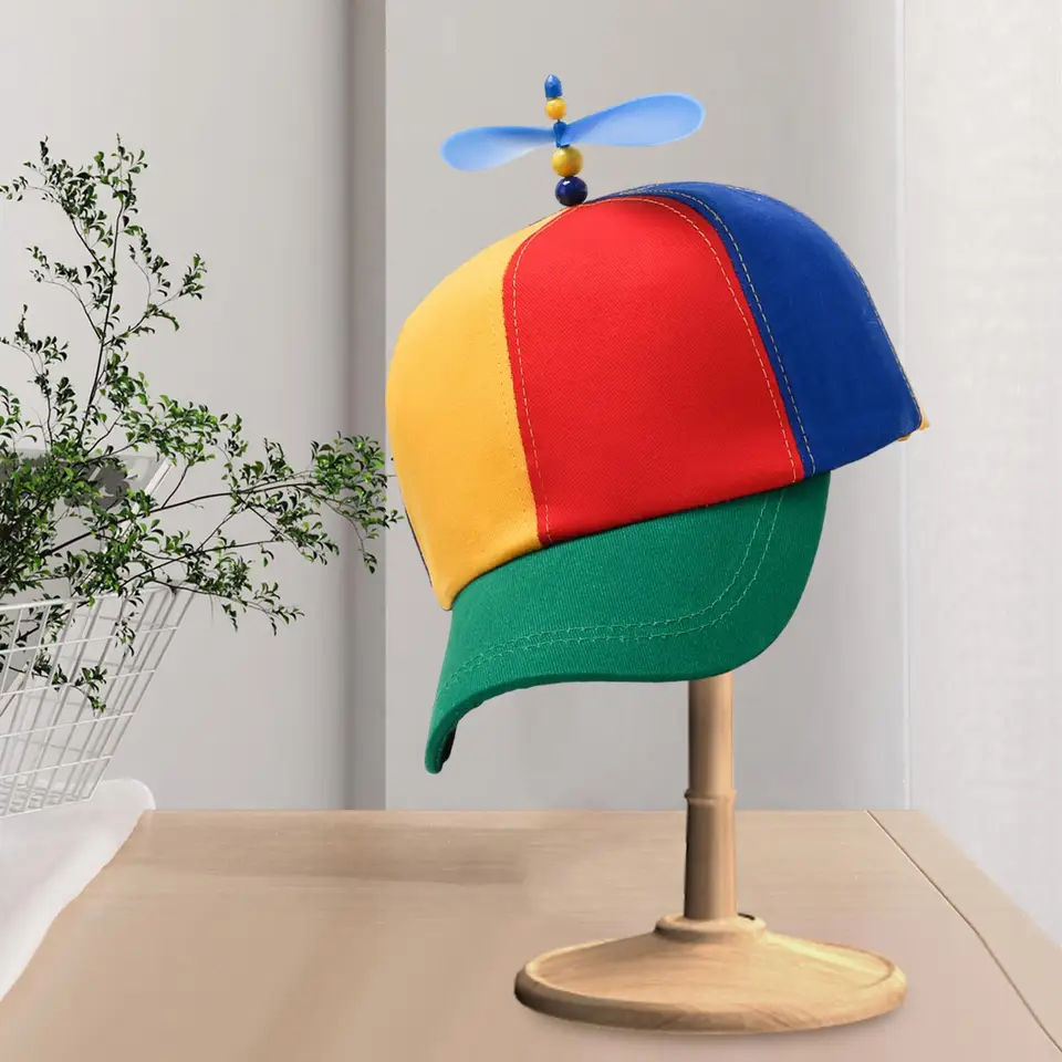 Cappello A Elica Colorato 2 Pezzi – Berretto Arcobaleno Da Baseball Con 4 Eliche In Bambù, Misura Regolabile 57-61 Cm, Unisex - 2