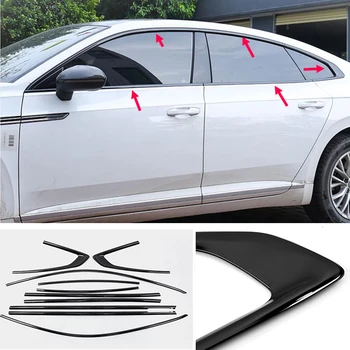 Car Accessories FIT For Volkswagen Arteon VW CC 2019-2023 stainless steel Black Car Window Sill Trim Molding Cover trim 10PCS 1