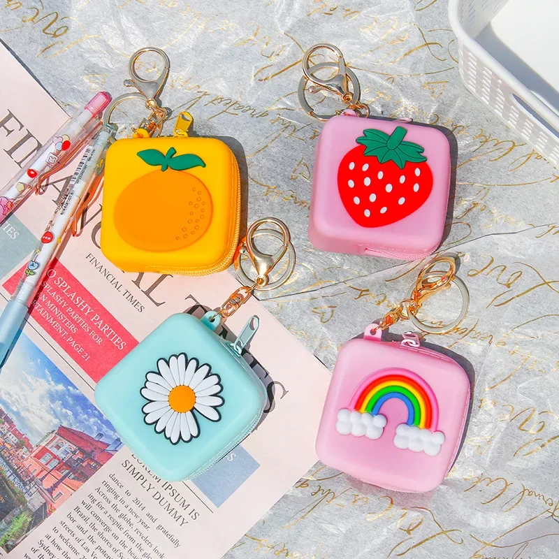 Women Cute Cartoon Silicone Coin Purse for Kids Dinosaur Bear Key Chain Mini Zipper Coin Pouch Bags Handbag Decorations Wallets