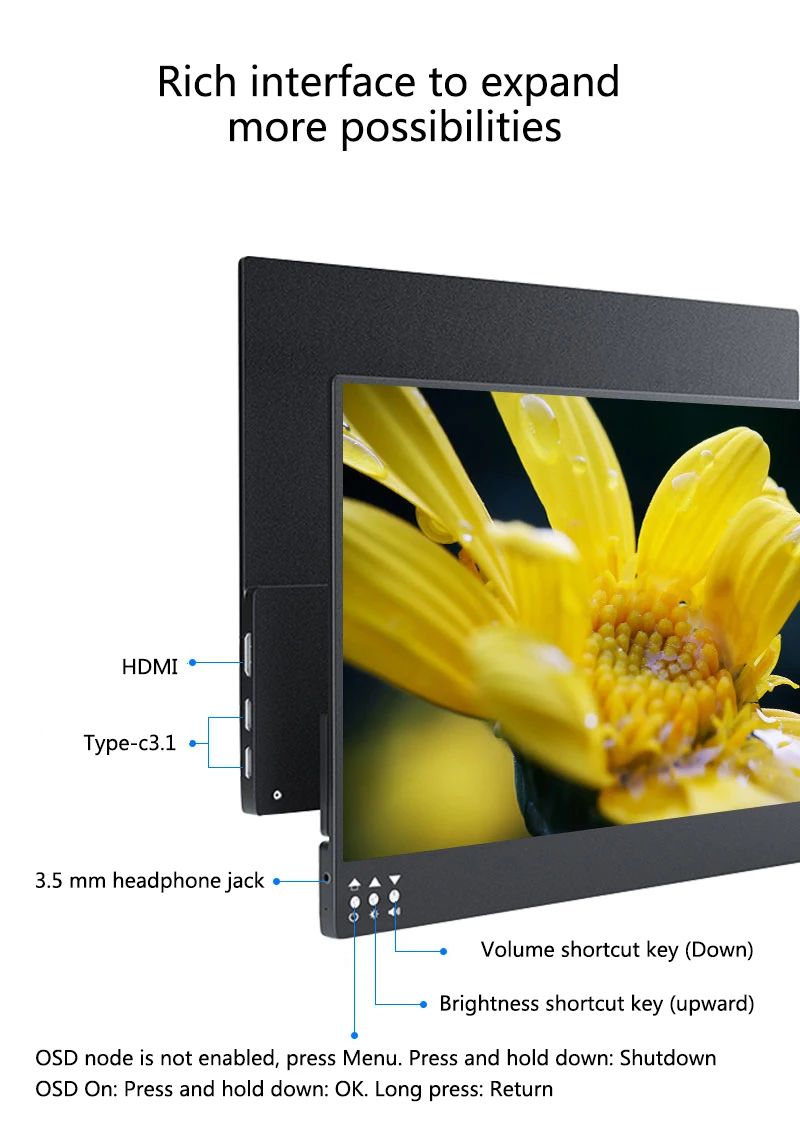 Bimawen ƮϿ ޴ , Ǯ HD IPS  Ʈ , USB C Ʈ ȭ Ȯ,   ġ, 4k 13.3 ġ