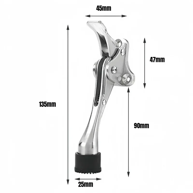 2pcs Adjustable Door Stopper Heavy Duty Mute Zinc Alloy Door Stops with Non-Slip Rubber Tip Hidden Wall Protector Hardware