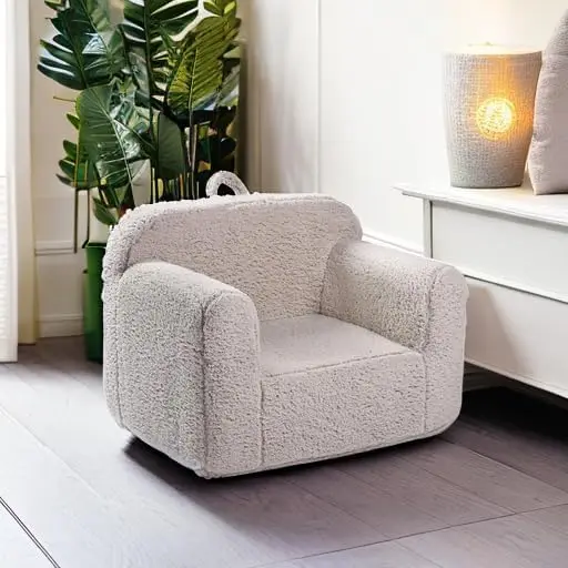 Cuddly Toddler Foam Chair for Boys and Girls, Light Grey 5