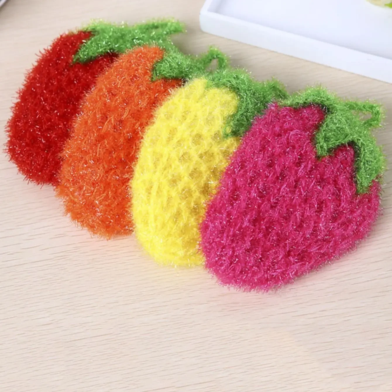 Strawberry Fruit Shaped Crochet Dish Cloth - Durable Eco-Friendly