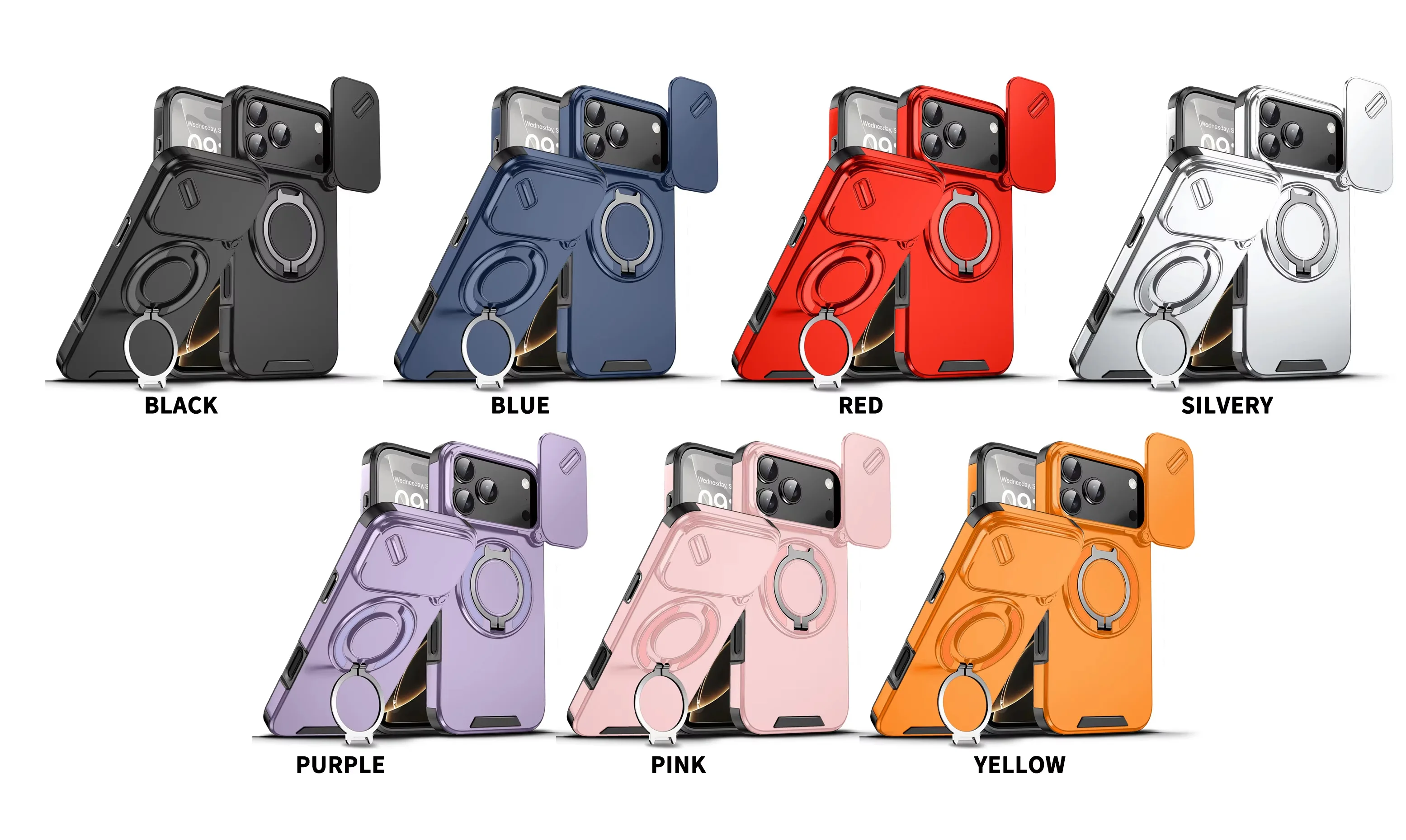 Heavy Duty Rugged Armor Magnetic Case with Slide Camera Protection and Bracket