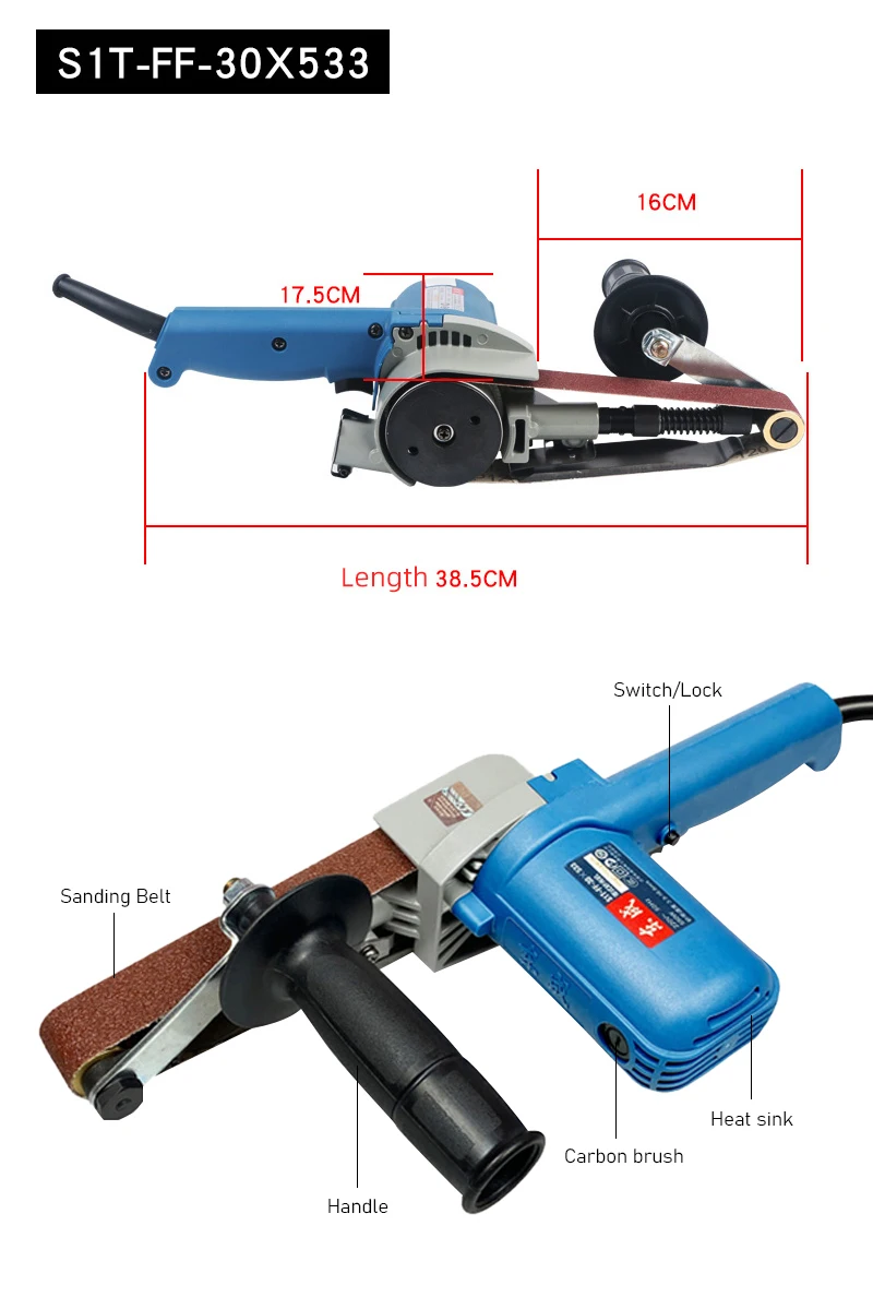 Woodworking Sander 550W High Power Belt Sander Machine 30*533mm 6 Variable Speed