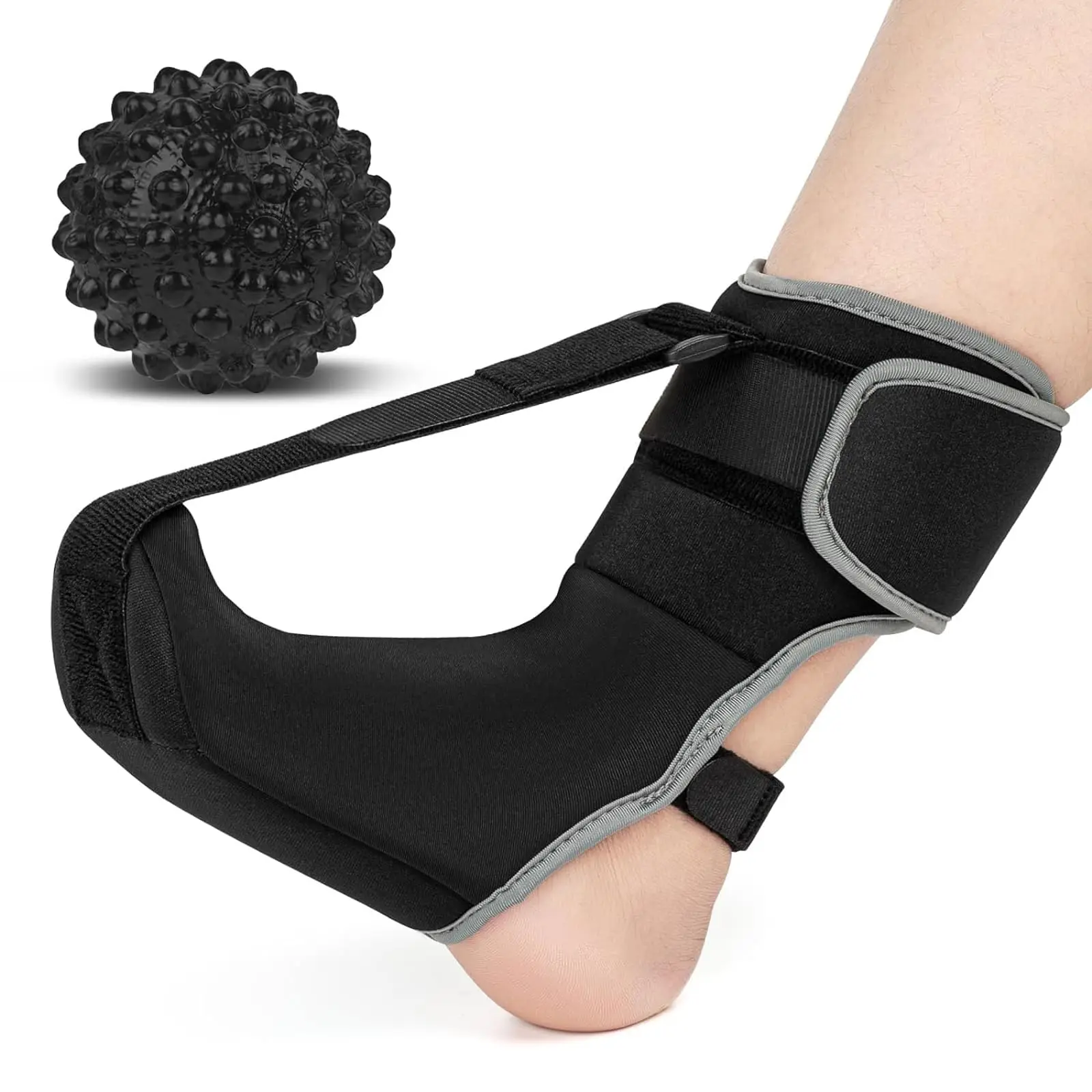 Plantar Fasciitis Night Splint Sock with Massage Ball for Plantar Fasciitis Relief, Soft & Comfortable Brace