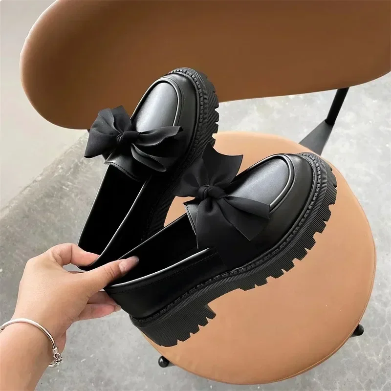 Ladies Shoes 2024 Brand Women's High Heels Classics Daily Pumps Butterfly-knot Women Round Toe Square Heel Slip on Shoes Women 4