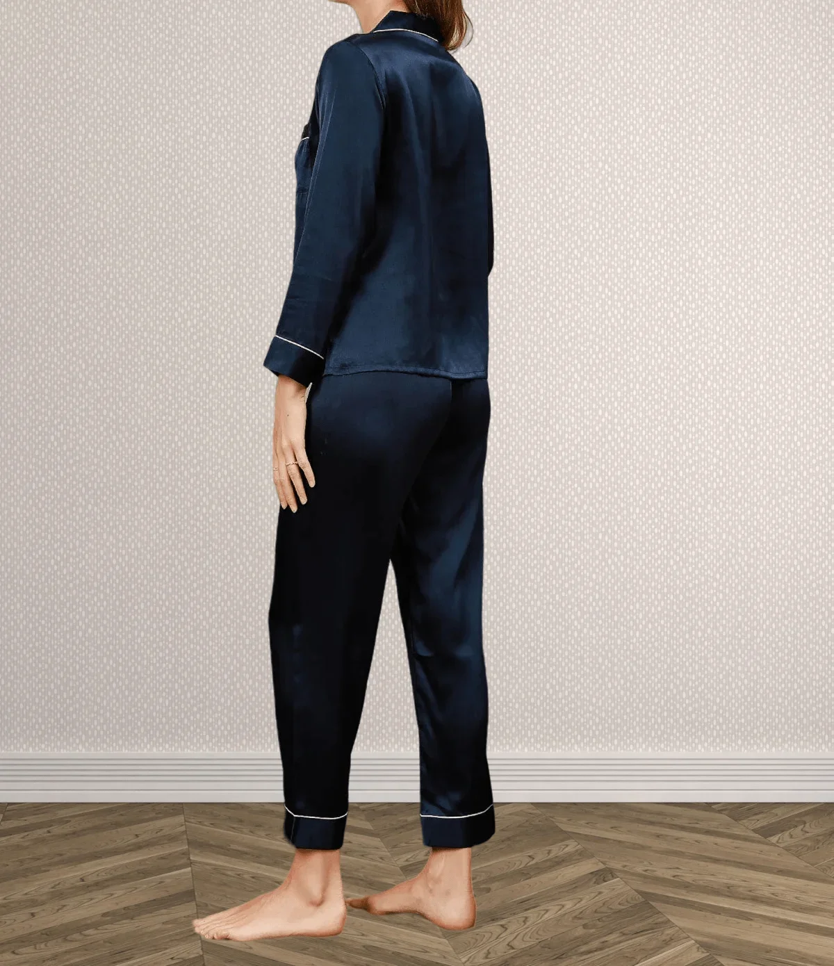 wholesale silk sleepwear lingerie luxury Women pajama Two-piece night wear woman 22MM 100% mulberry silk Home wear trousers sets - Image 5