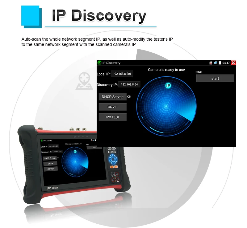 X7-MOVTADHS 7 palec CCTV tester 8K H265 IP/8MP TVI CVI ahd/analog kamera tester celý v jedna monitor s HDMI in/out, VGA vstupní