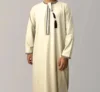Men's Muslim Robe Arab Middle Robe Long Sleeve Embroidered Long Shirt Prayer Simple Loose Islamic Clothing Dubai Male Arabian