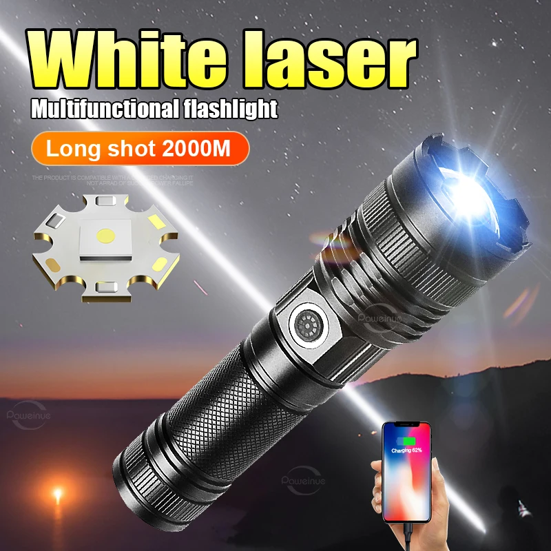 5000LM Ultra Powerful Rechargeable Flashlight High Power LED Flashlight  2000M Long Range Torch Tactical Lantern Power Bank Lamp - AliExpress