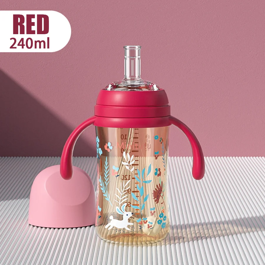 Duckbill Cup Baby Feeding Utensils 240ml baby sippy cup PP water cup heat-resistant for babies over 10 months Gravity ball design No leakage when inverted