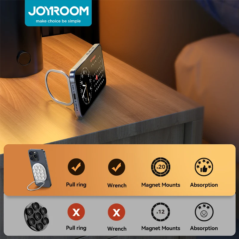 JOYROOM Suction Cup Phone Holder Mount Strong Magnetic Phone Holder Mount with Pull Ring Phone Grip for iPhone/Samsung/Android - Image 6