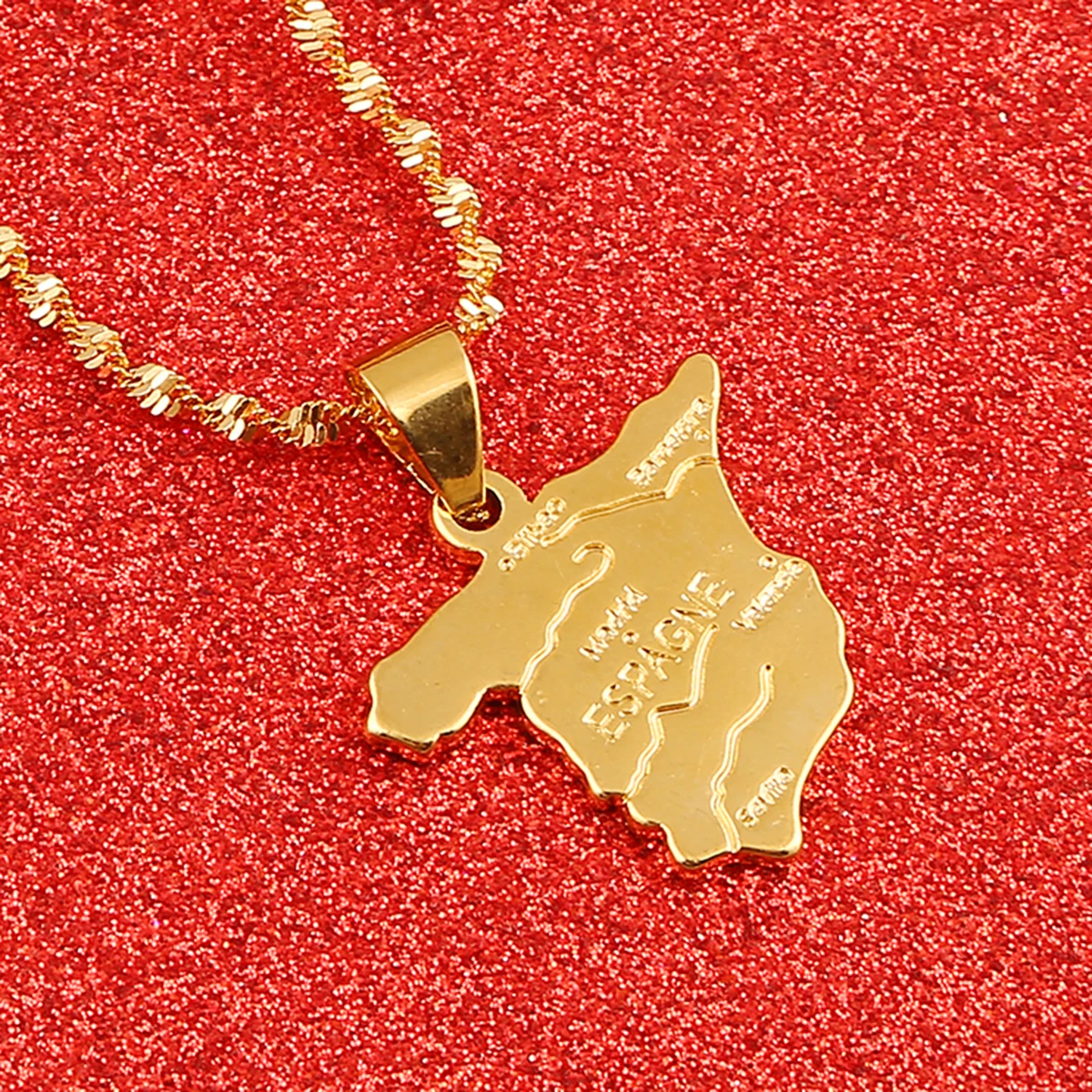 Spain Map Pendant Chain For Women Jewelry Love ESPAGNE Country Spanish 4