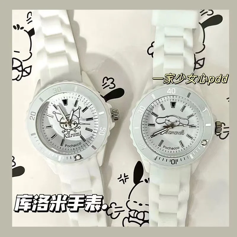 Sanrio Cartoon Series Watch Cute Hello Kitty Pochacco Kuromi Cinnamoroll Kawaii Creative Waterproof Simple Student Watch