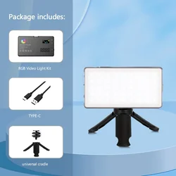 RGB LED Video Light Panel with Adjustable Color Temperature and LCD Display for Photography and Streaming (A MINI TRIPOD)