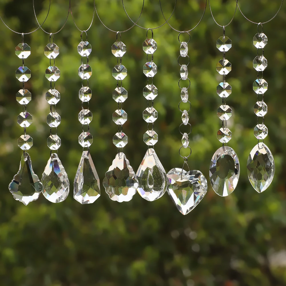 Hanging Crystal Pendant Suncatcher Clear Color Curtain Pendant Sun Catcher Glass Prism Outdoor Window Home Garden Decor