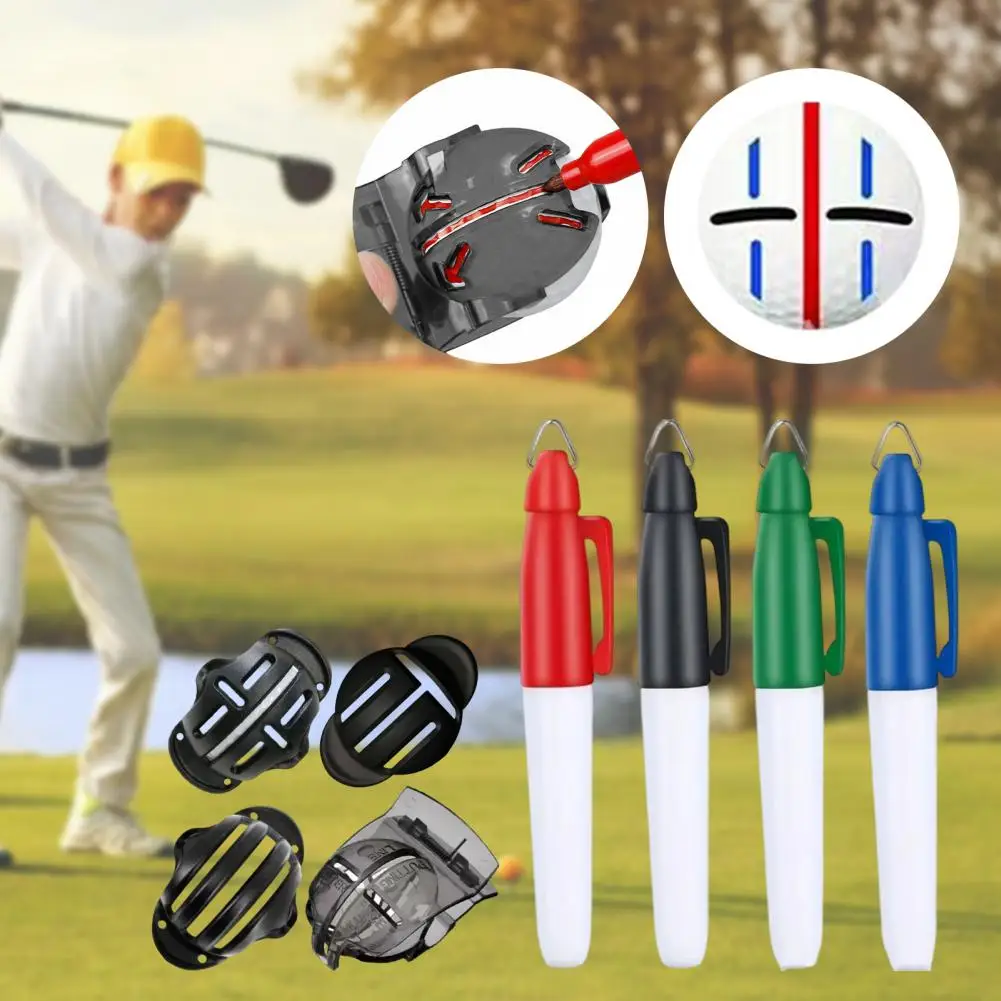 Golf Ball Alignment Tool High Precision Golf Ball Marker Stencil Kit with Line Marker Pens Set of 1 for Putting
