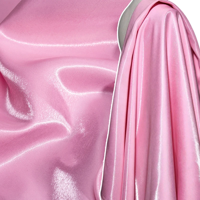 Ivory White Luxury Glossy Metallic Liquid Satin Fabric
