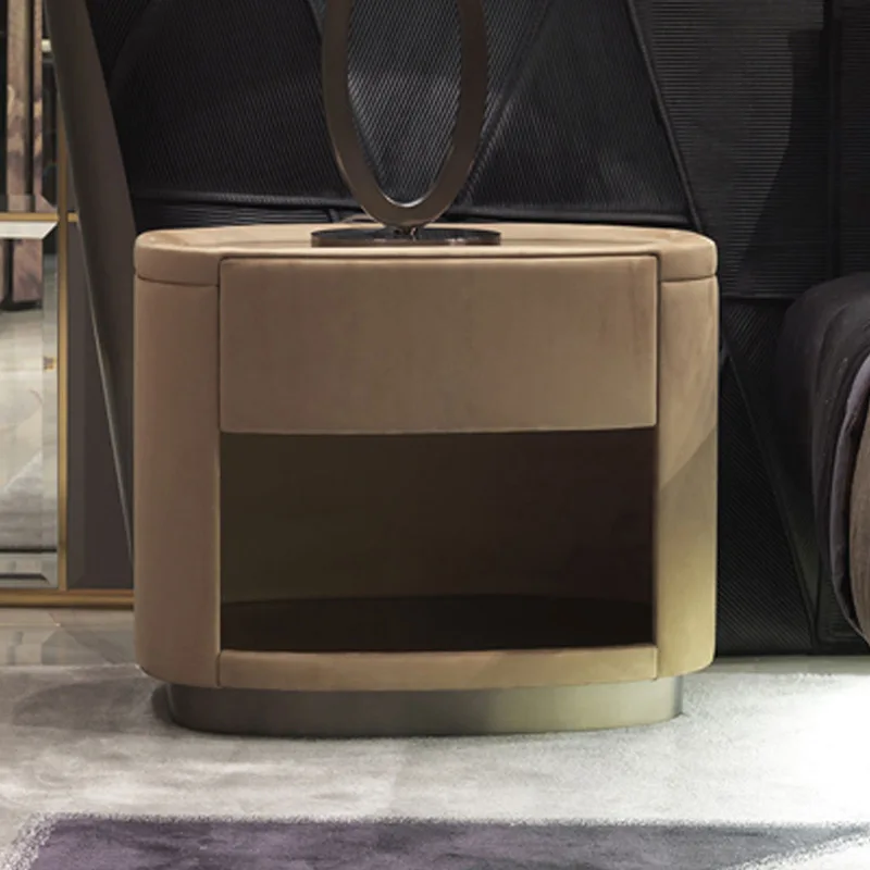 

Round Wooden Night Stands Drawers Mid Century Modern Side Storage Bedroom Nightstand Luxury Mesita De Noche Bedroom Furniture