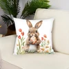Cute Bunny Egg Spring Pattern Easter Pillowcase Living Room Bedroom Sofa Chair Decorative Cushion Cover 5