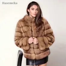 

Women Natural Fox Fur Jacket New Winter Trendy Sable Color Genuine Fox Fur Coat Medium Length Thick Warm Fur Overcoat Woman