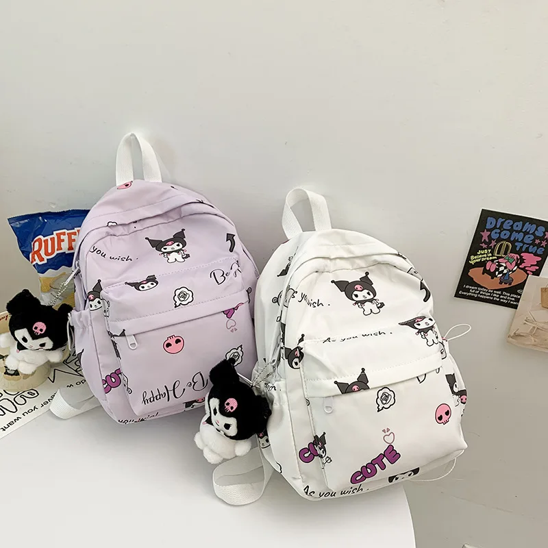 

Kuromi Schoolbag Sanrio Kawaii Cartoon Anime Student Knapsack Storage Bag Large Capacity Decorate Portable Girls Christmas Gifts