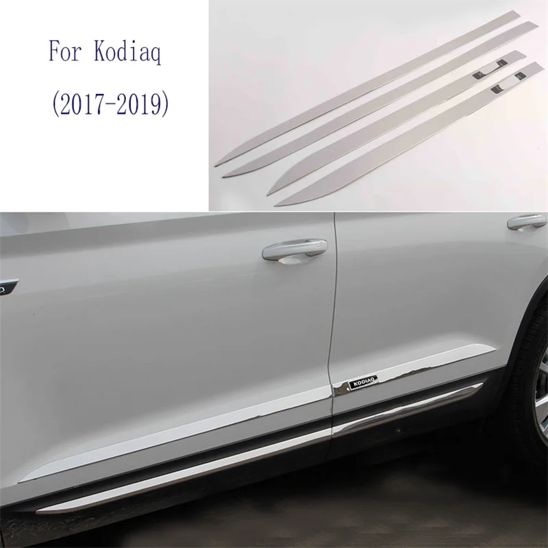 

For Skoda Kodiaq chrome styling door trim strip cover Exterior stainless steel body car-styling accessories parts 2019