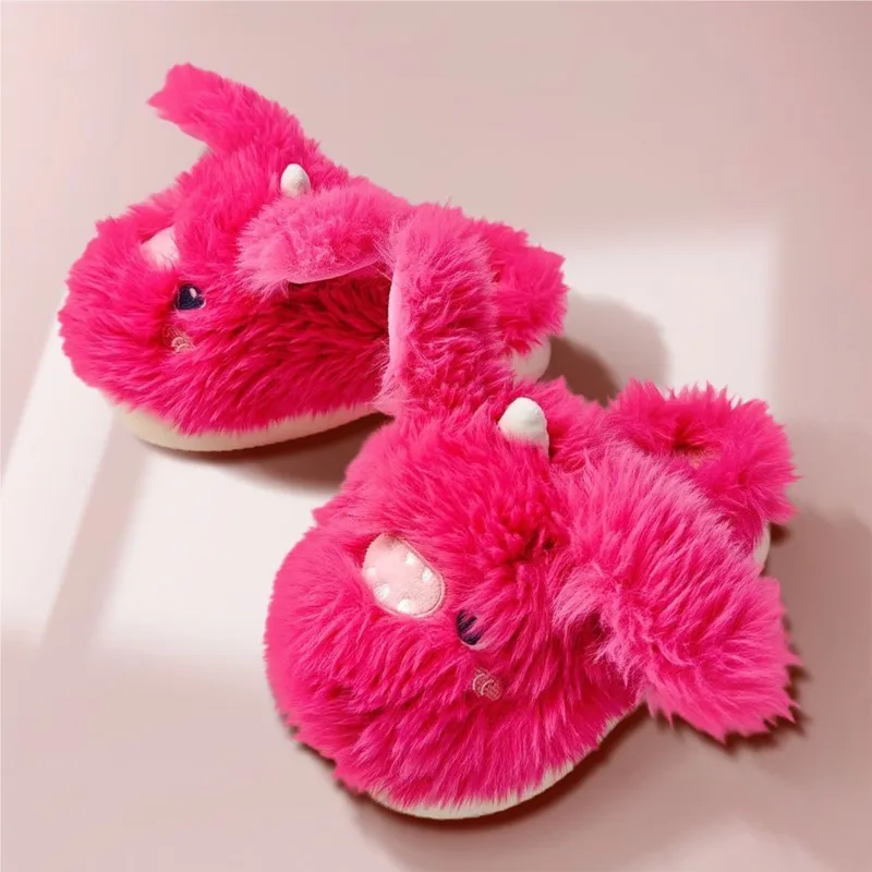 

2023Winter Warm Cartoon Plush Cotton Slides Home Flats Shoe Girls Cute Furry Slippers Women Soft Fluffy Indoor Non-slip Slippers