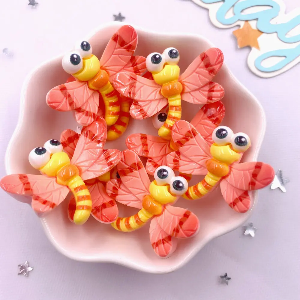6 stücke Bunte Harz Cartoon Großen Schmetterling Käfer Libelle Biene Zikade Figuren Flache rückseite Sammelalbum DIY Zubehör Dekor Handwerk – Detail 5