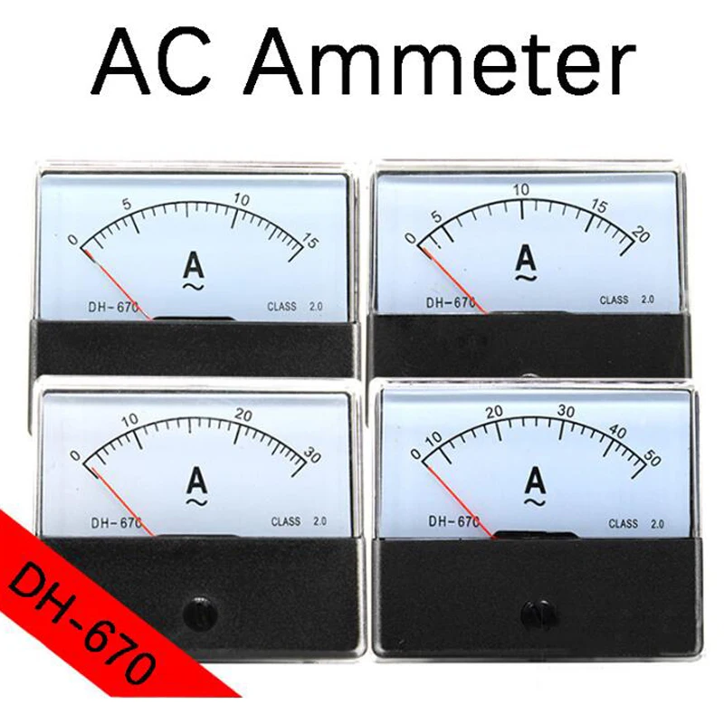 

DH670 Analog Amp Panel Meter Current Ammeter Mechanical Pointer 1-500A AC Ampere Meter DH-670