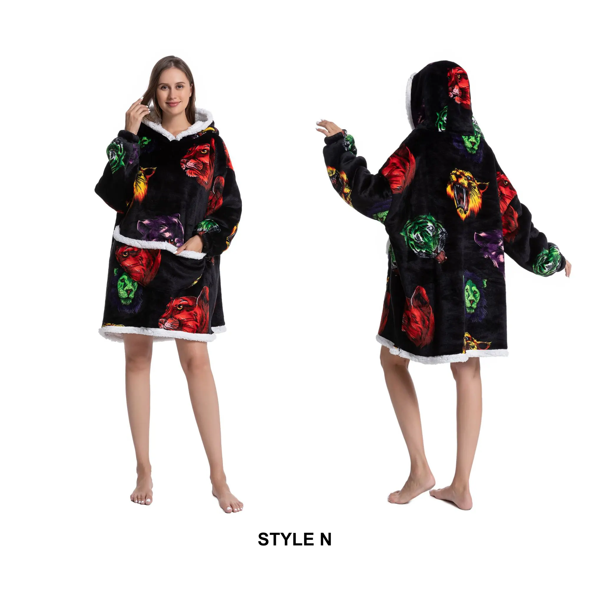 Cozy Sherpa Fleece Oversized Wearable Blanket Hoodie – Warm and Plush Hooded Sweatshirt
