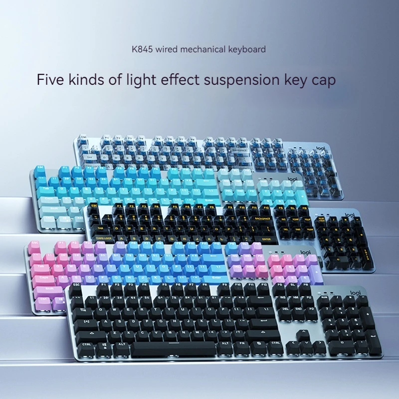 

Logitech Quality Products K845 Wired Mechanical Keyboard, Green, red, tea Axis, Office Typing Game, Transparent Keycap, Esports