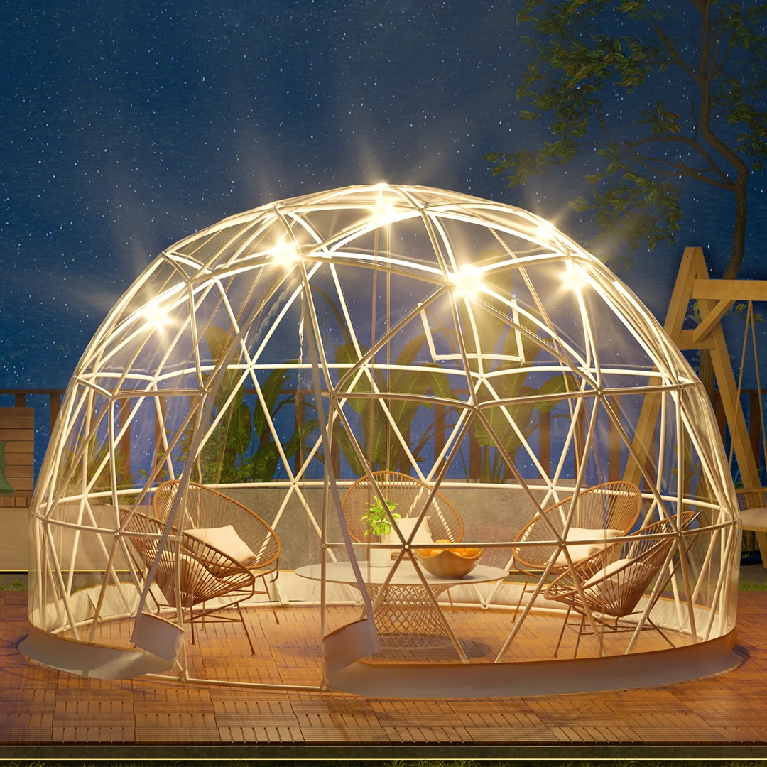 VEVOR Bubble Tent Garden Igloo 9.5/12ft With LED PVC Cover Geodesic Greenhouse Dome for Outdoor Sunbubble Backyard Bubble House
