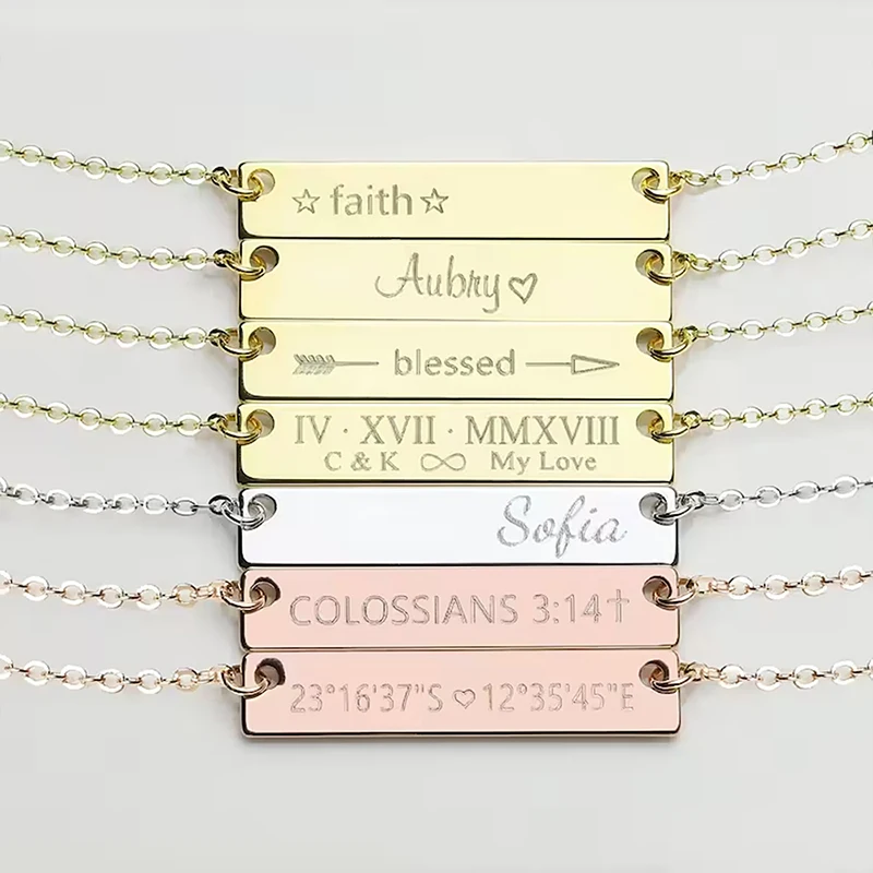 

Simple Nameplate Custom Necklace Gift for Women Friends Custom Pattern Name Necklace Personalized Jewelry Stainless Steel