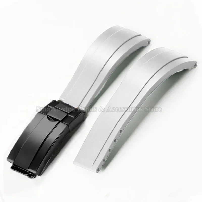 Enhanced Waterproof Silicone Sport Watch Strap with Metal Fold Buckle - 20mm Rubber Wrist Band