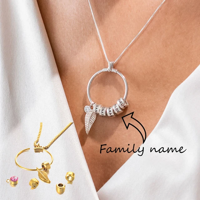 Customized Name Necklace Linda Circle Pendant Necklace for Women Personnalisé Stainless Steel Jewelry Collar 12 Month Birthstone