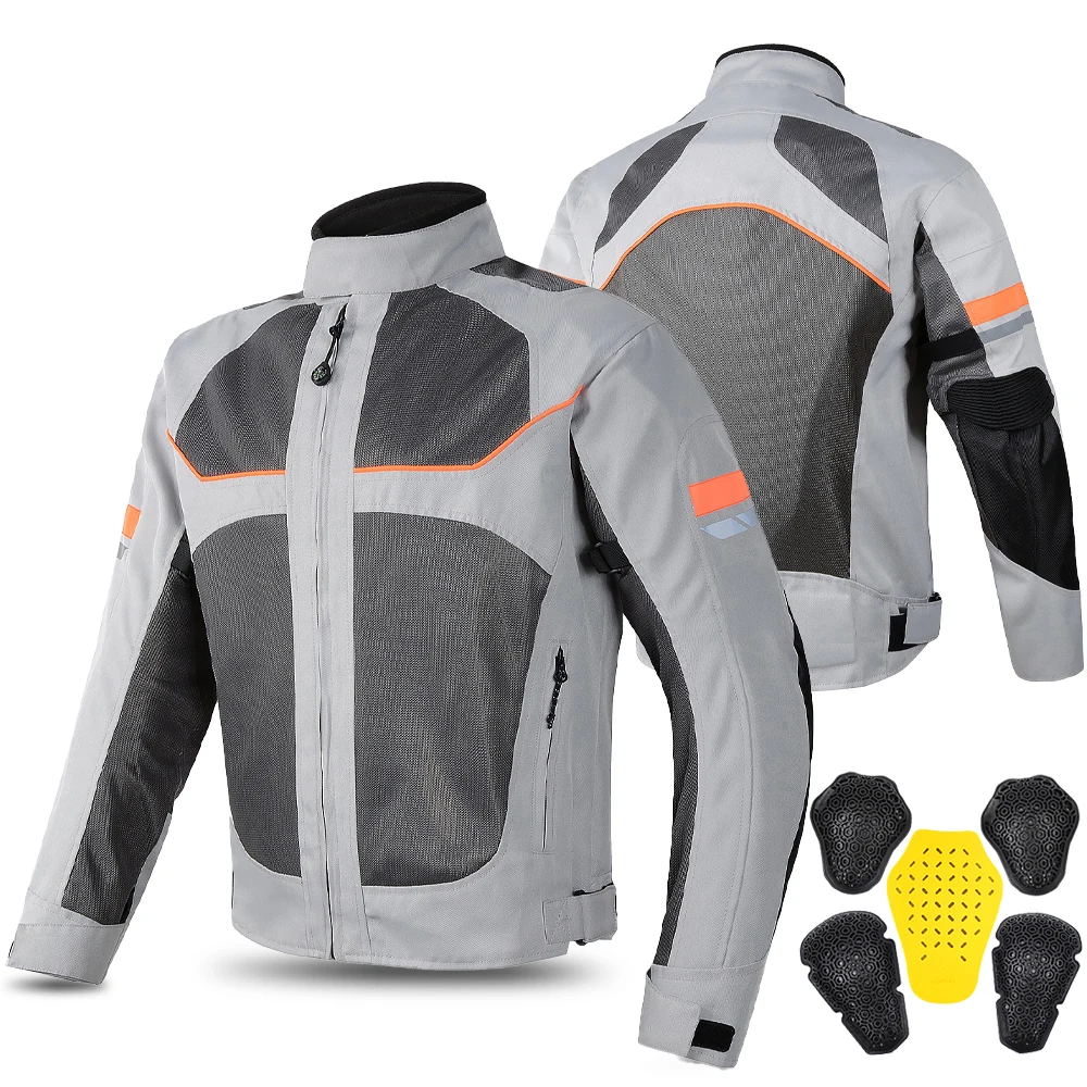 Motorcycle Jacket Summer Unisex Mesh Breathable Motocross Riding With Detachable CE Pads Motorbike Wear-resistant