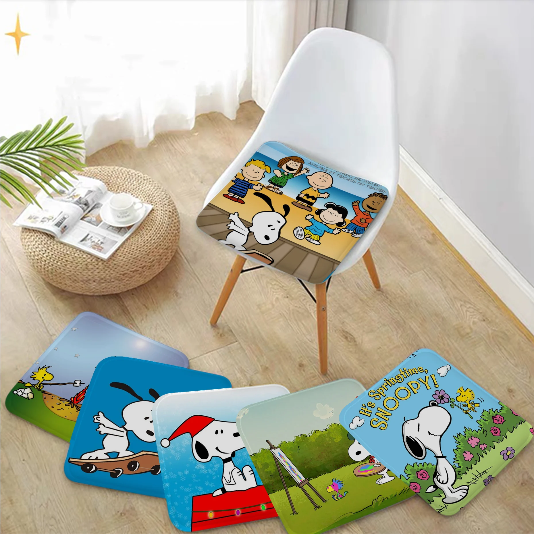 

Funny S-Snoopy Cushion Mat Nordic Printing Chair Cushion Soft Office Car Seat Comfort Breathable 45x45cm Sofa Cushion