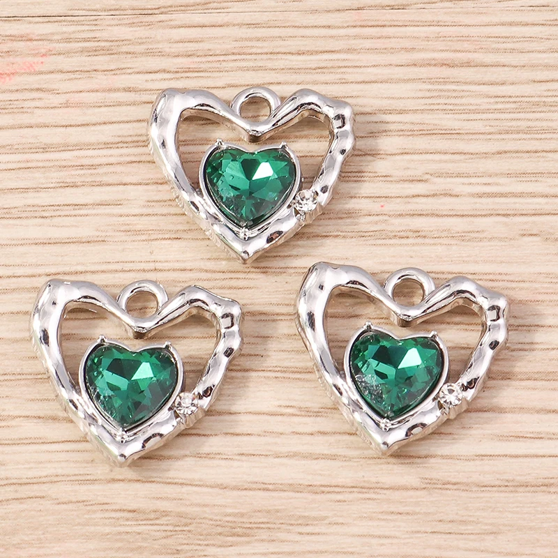 4 Stück 19 x 18 mm niedliche Kristall-Liebesherz-Anhänger für die Schmuckherstellung, Tropfenohrringe, Halsketten, Armbänder, DIY-Bastelbedarf – Detail 4