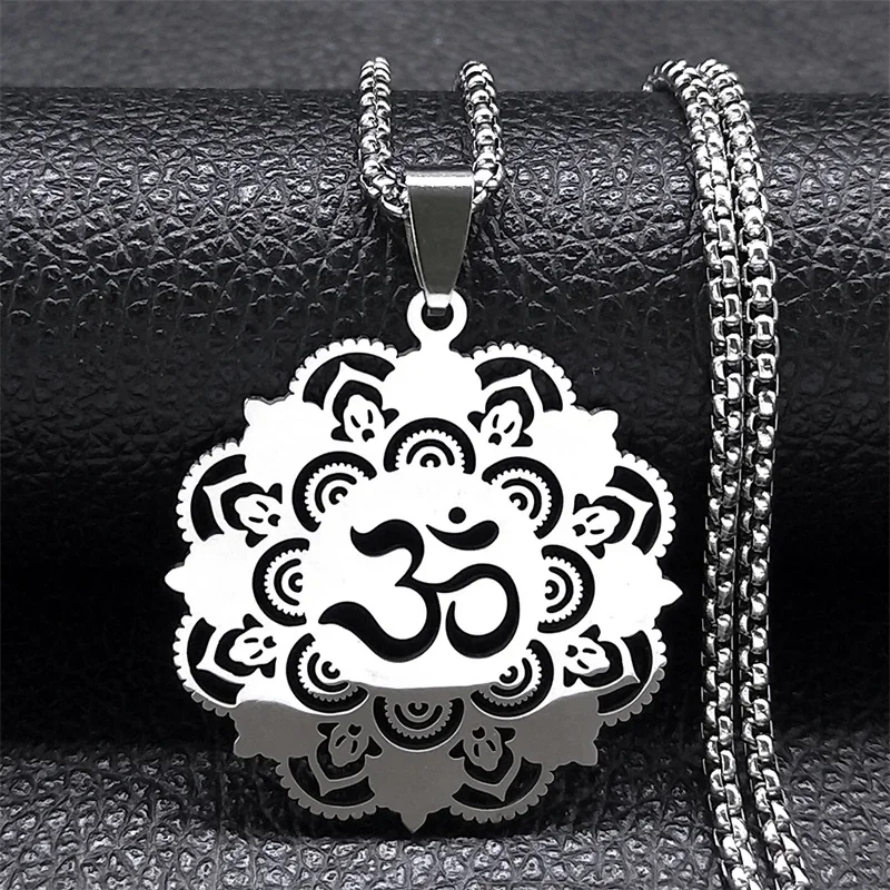 Colliers Pour Femme, Collier Yoga Indien Aum Om Ohm En Argent 925-1000