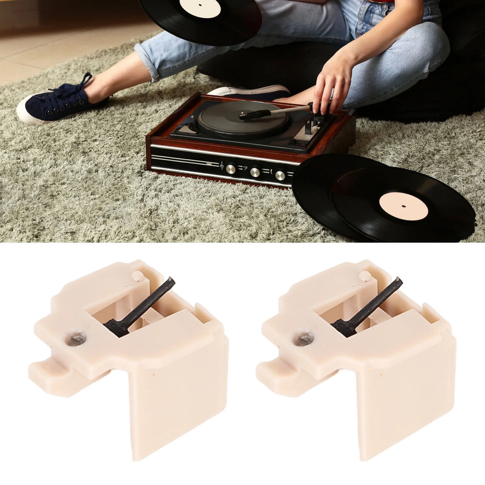 2pc Turntable Stylus Needle Record Player Needles Reduce Wear Tear Replacement for AT 60 AT PL300 Vinyl Turntable Player turntable stylus needle