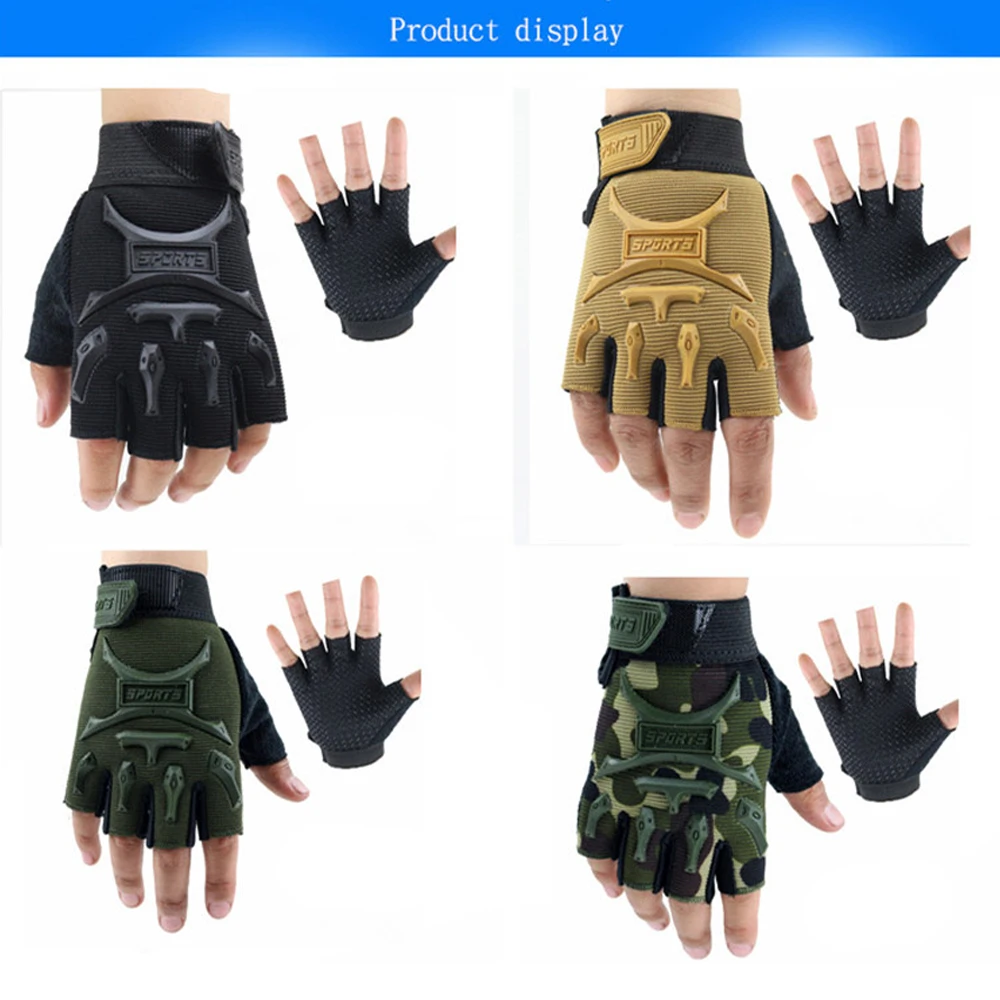 1Pair Children Cycling Gloves Half Finger Bicycle Gloves High Elastic Non-slip Bike Glove Camouflage Bike Gloves Riding Mittens