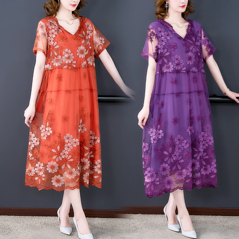 

Special Offer Embroidered Party Dress Runway Floral Boho Floral Beautifully Embroidered Vintage Boho Mesh Dress Women Vestido