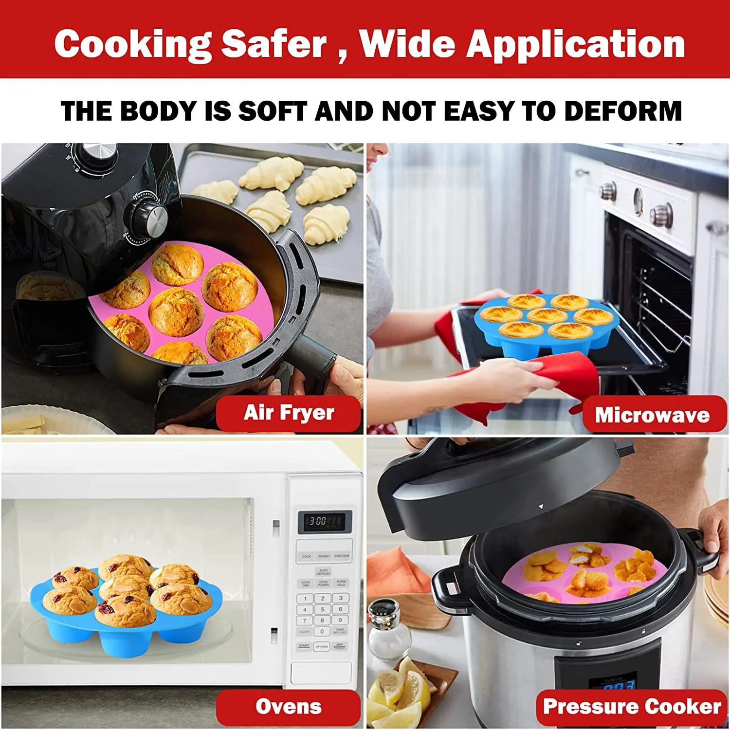7 Holes Muffin Cup Silicone Mold Air Fryer Nonstick Cupcake Baking Molds  Microwave Oven Tray Silicone Baking Pan For Pastry - Baking Dishes & Pans -  AliExpress
