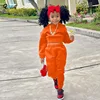Qunq Children Clothing Autumn Winter Girls New Casual Sports Hoodie Solid Color Hooded Two-piece Set kids clothes 1